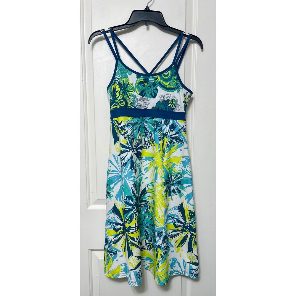 Prana Athletic Pattern Sundress w/ Built In Bra in Green Size S